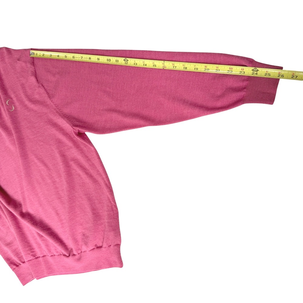 Merino Wool V-Neck Sweater Mens XL Raspberry Red Classic Old Money Quiet Luxury - Picture 6 of 12